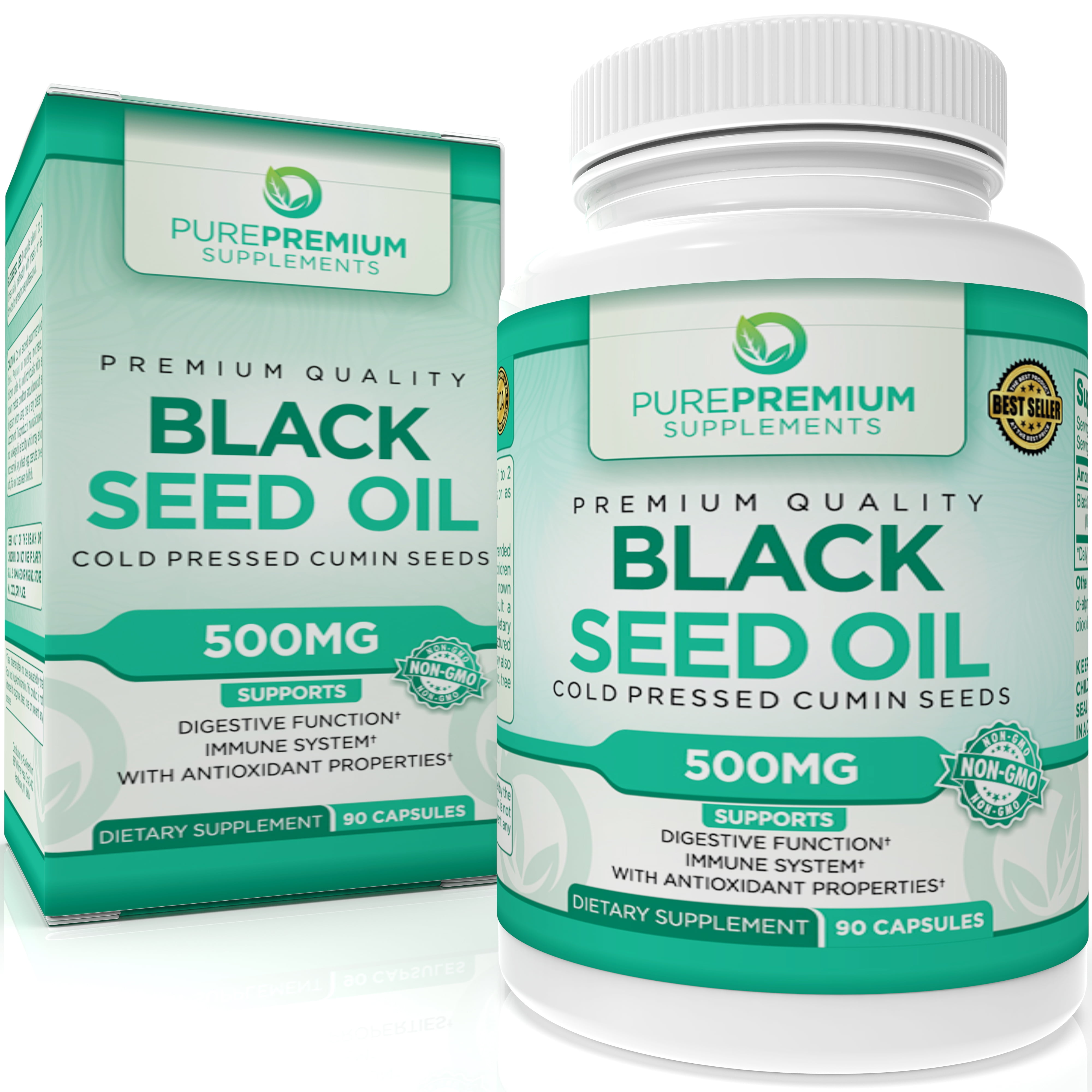 Black Seed Oil Capsules by PurePremium Supplements - Non-GMO - 500mg, 90 Capsules