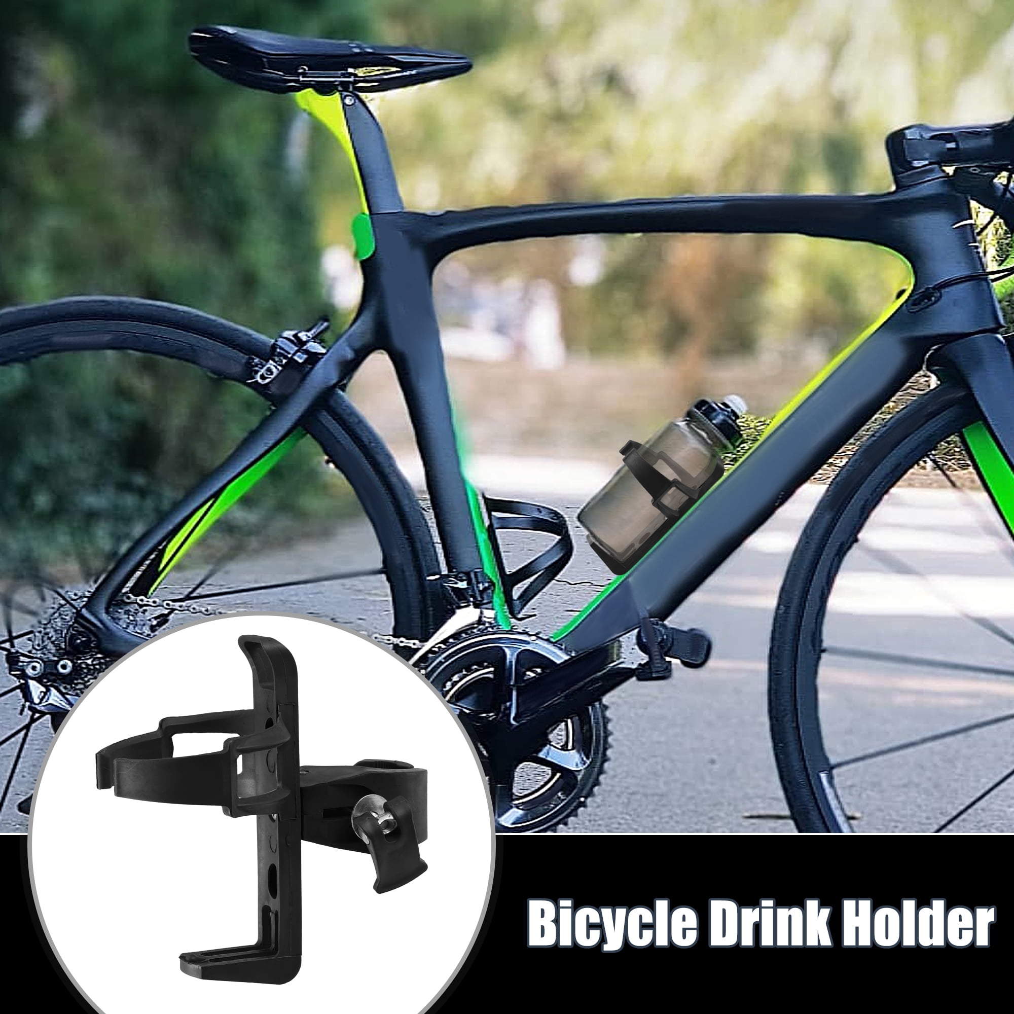 Unique Bargains Lightweight Bicycle Drink Holder for Water Bottle Cage Plastic Black