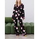thumbnail image 5 of Conjunto de pijama navideño para mujer, estampado de Papá Noel, camisa de manga larga abotonada con pantalones elásticos, ropa de dormir, ropa de estar por casa, pijamas, 5 of 5