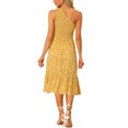 thumbnail image 3 of INSPIRE CHIC Women's One Shoulder Sleeveless Boho Summer Ruffle Hem Beach Floral Midi Dress Yellow M, 3 of 5