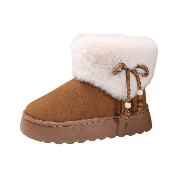 Xiaoxatg Women's Boots Fashionable Warm Winter Footwear with Bow for Comfort and Style 9 Brown