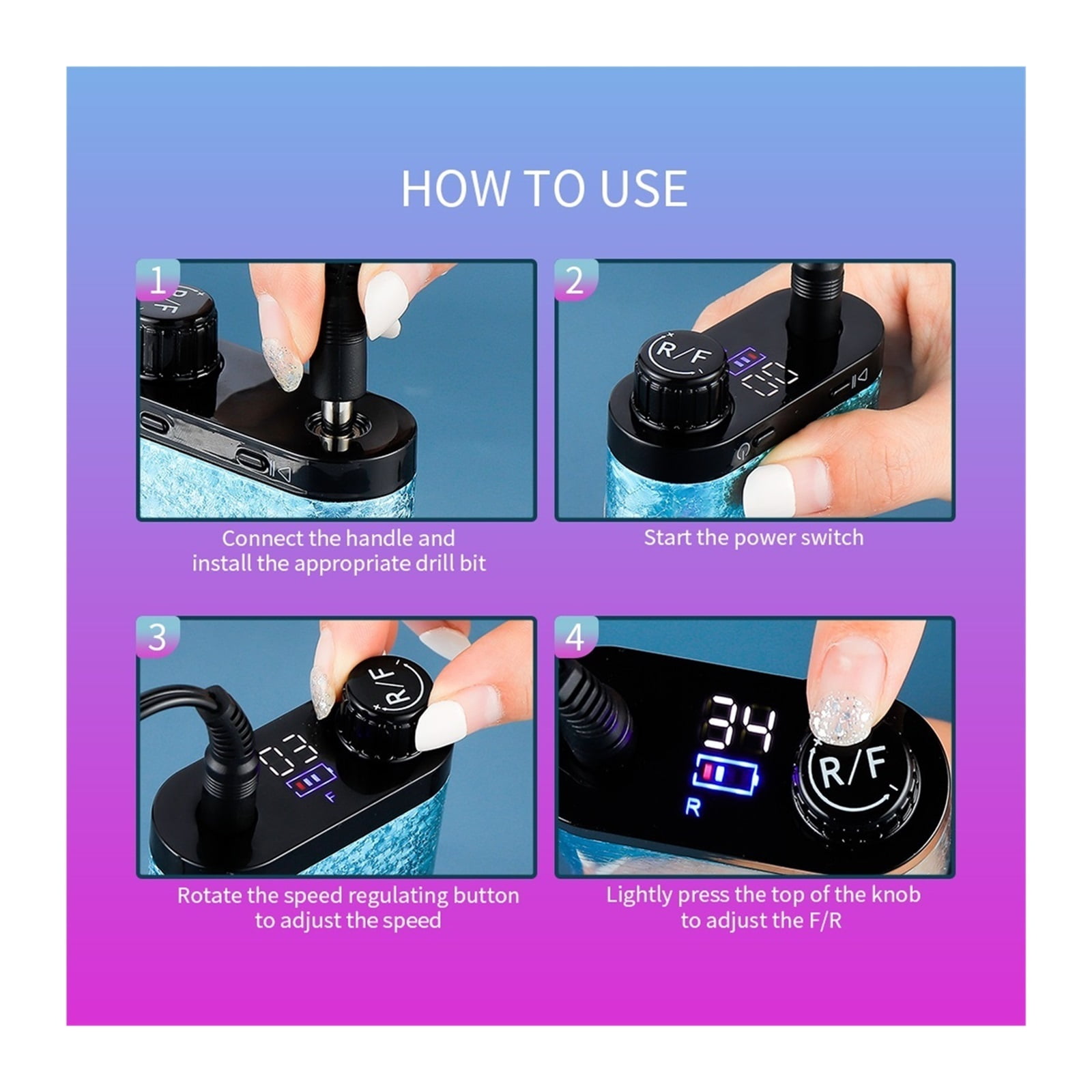 Electric Nail Drill Machine, 35000RPM Manicure Milling Cutter Set, Nail Files Drill Bits, Fast Nail Polish Removal Tool ,Low Noise