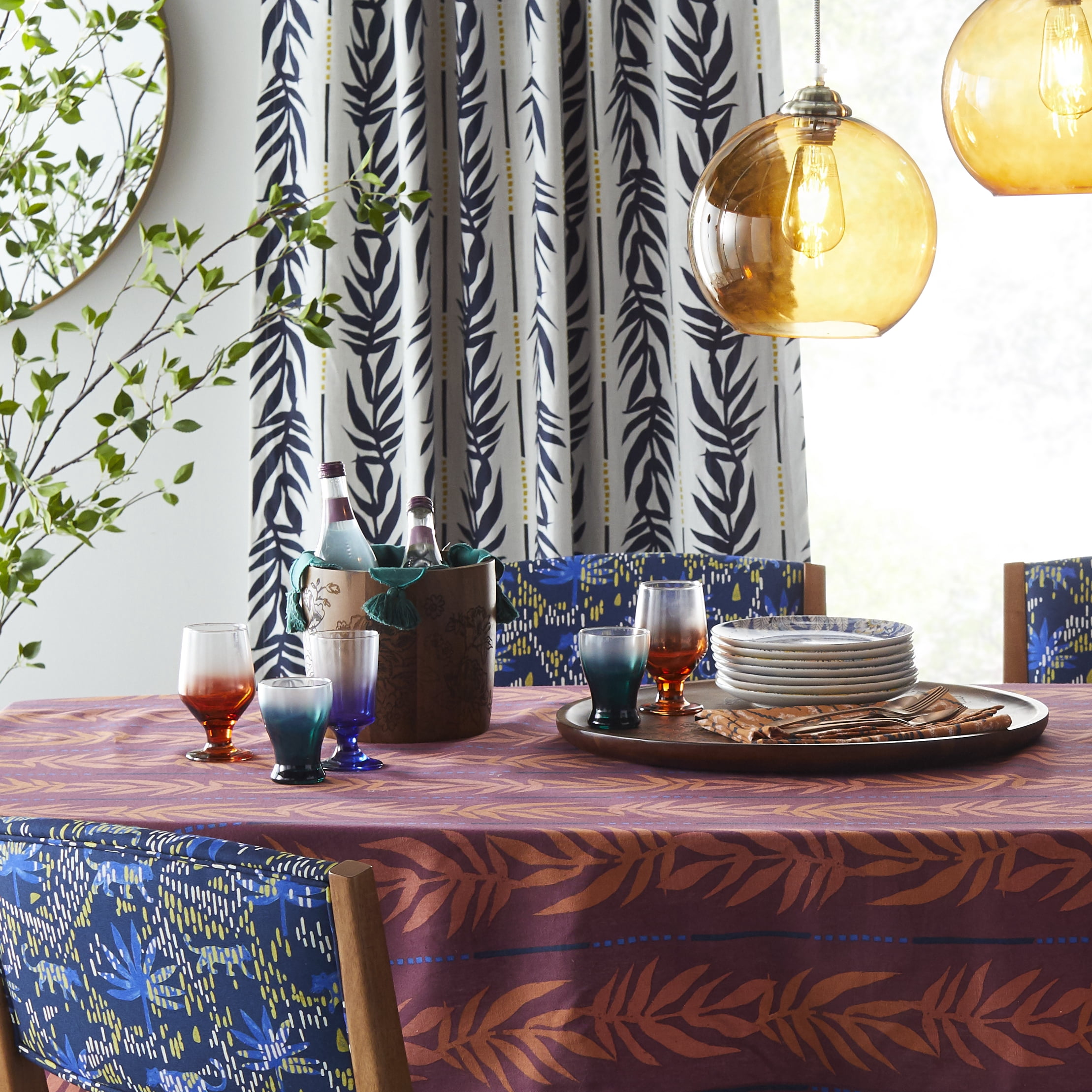 Drew Barrymore Flower Home Vintage Palm Table Throw, Venetian Wine