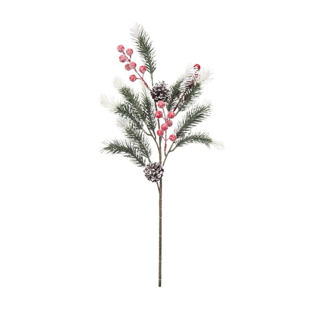 Christmas Decorations for Tree Artificial Simulation Pines Needles One Fake Pines Branches Christmas Desktop Decoration Christmas Red Fruit Pines Needles Christmas Decorations Table Decor