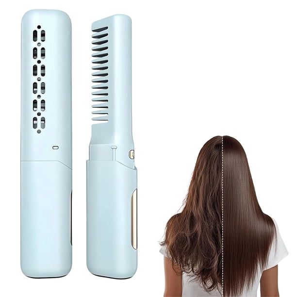 Pisexur Belleza Maquillaje Peine de cerámica para peluquería, cepillo portátil para peinar el cabello sin frizz en cualquier lugar, 3 configuraciones de temperatura, carga para mujeres y hombres