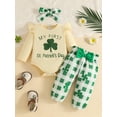 thumbnail image 3 of HWJAD Baby Girl My First St Patrick's Outfit - Newborn Shamrock Long Sleeve Romper Pants Headband Cute Clothes Set, 3 of 11