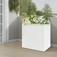 thumbnail image 3 of Tall Outdoor/Indoor Planter Box, 24"x10"x24" Rectangular Large Flowerpot, Modern Heavy Metal Planter Spliced Flower Planter with Removable Partitions for Patio Deck Garden (White), 3 of 16