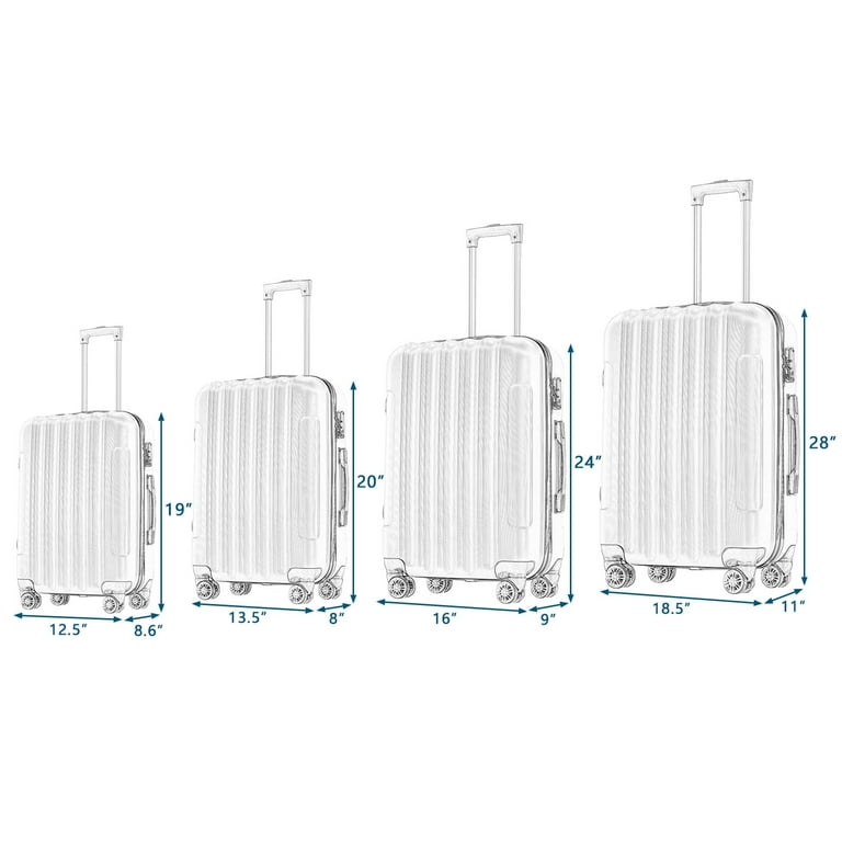 Zimtown 4 Piece Luggage Set, ABS Hard Shell, TSA Lock, Expandable