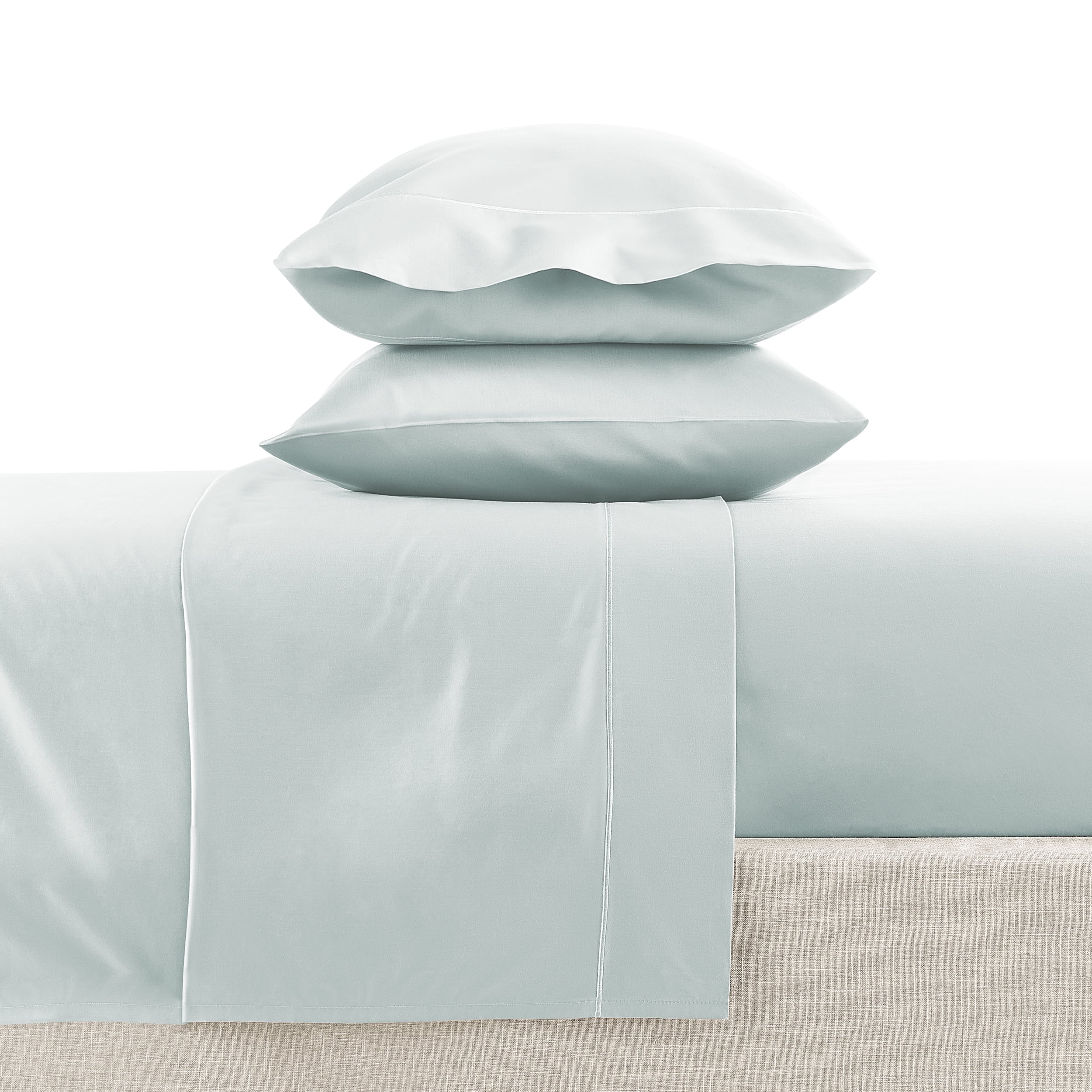 Ensemble de draps pour lit adulte en coton égyptien vert rayures 600 contexture, 4 pièces, hotel style, grand lit - Poche profonde Ensemble de draps grand lit