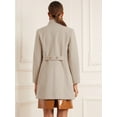 thumbnail image 3 of DARING DIVA Women's Stand Collar Pea Double Breasted Trench Coats Beige XS, 3 of 6