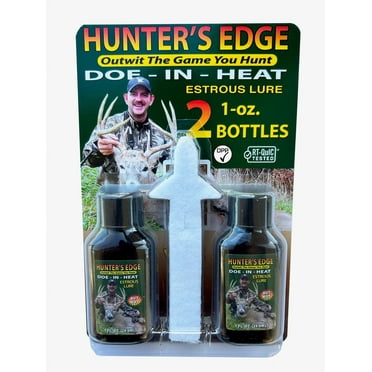 Hunter's Edge Doe-In-Heat Value Pack Plus,  (2)1 Ounce Bottles with Tree Wicks, Scent is Doe- in- Heat