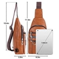 thumbnail image 3 of Spencer Crossbody Bag Sling Bag for Men Waterproof PU Shoulder Bag Casual Travel Crossbody Purse Hiking Chest Bag Daypack, Brown, 3 of 10