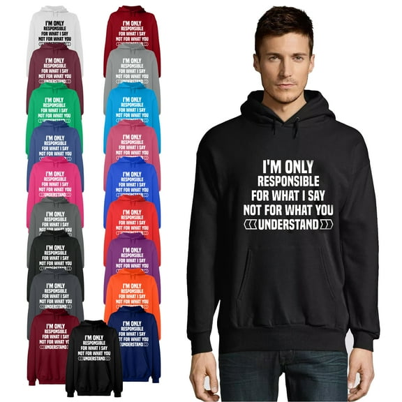 OXI Hoodie Sweatshirt - I'm Only Responsible For What I, Basic Casual Hoodie for Men's and Women Fleece Hoodie Long Sleeve - Antiquee Cherry Small