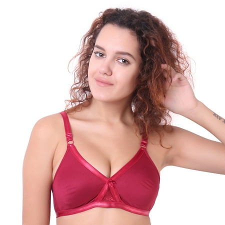 

Women s Full Coverage Non Padded Semaless T-Shirt Bra Comfortable Push Lingerie B C and D Cup Bra Maroon