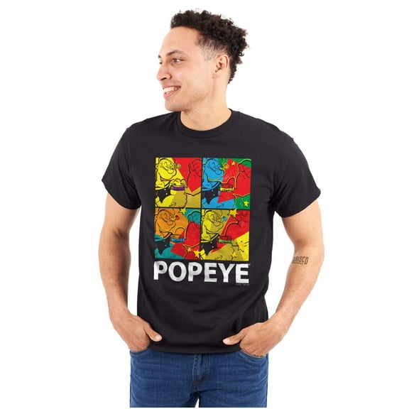 Popeye the Sailor Man Spinach Squares Men's Graphic T Shirt Tees Brisco Brands S