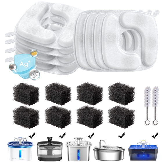 Ophanie Replacement Filters for Cat Water Fountain Veken/Ophanie 108oz/95oz/85oz Fountain, Replacement Filters & Pre-Filter Sponges, 16 Pack