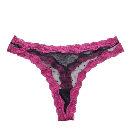 

Knosfe Seamless Underwear for Women Plus Size Low Waisted Tanga T-Back Solid Color Lace Panties