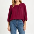 thumbnail image 5 of Tops For Women Summer Crew Neck Three Quarter Sleeve Trendy Casual Solid Streetwear Office Weekend Errands Travel Outfit Polished Daytime Brunch Workday, 5 of 7