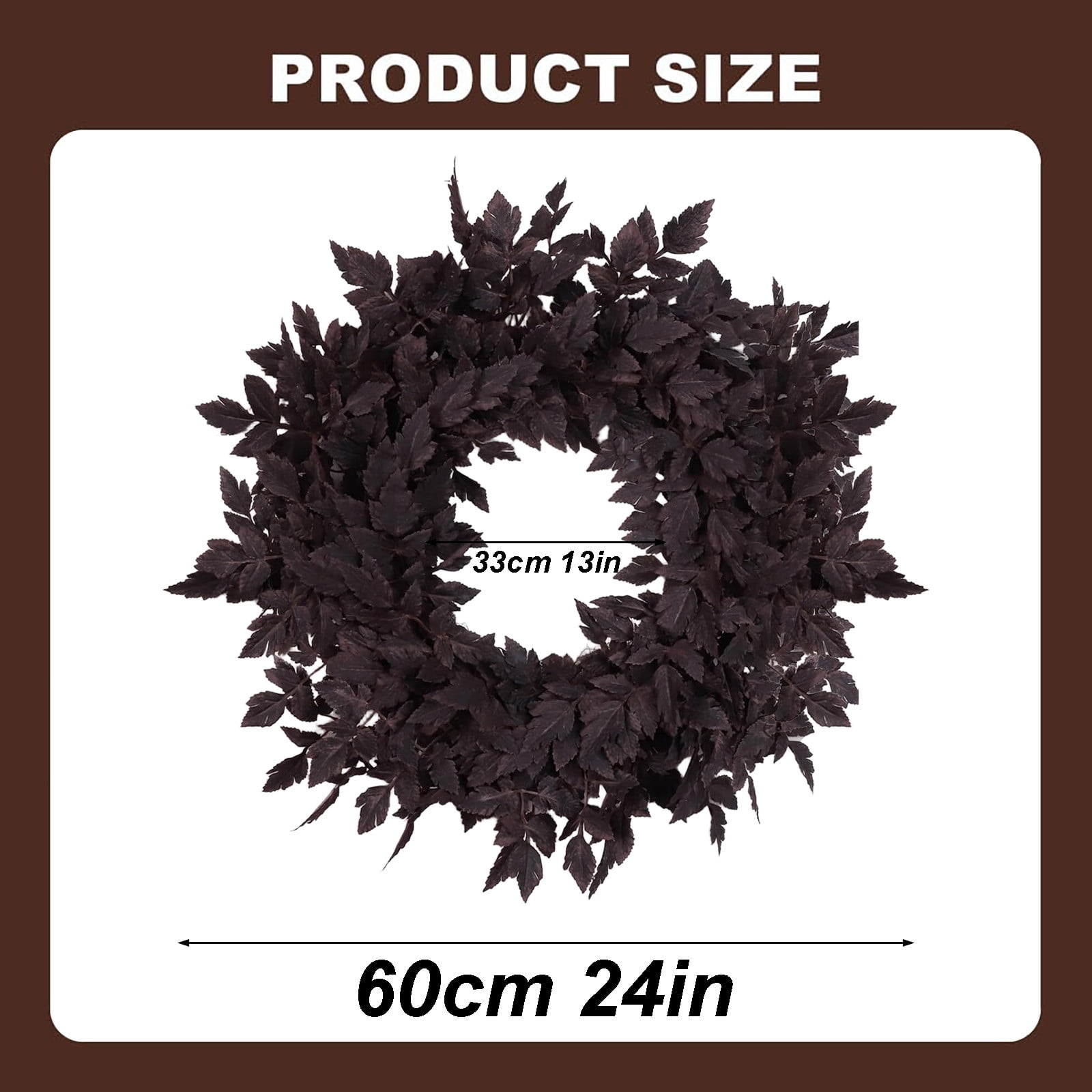 Fall Wreath for Front Door - 24 Inch Autumn Plum Leaf Wreath with Faux Full Harvest Foliage, Halloween Thanksgiving Decor, Farmhouse Wall Window Mantel Decoration, Indoor Outdoor Seasonal Home Accent