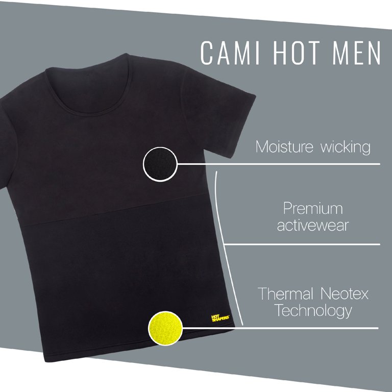 Hot Shapers Men?s Cami Hot Shirt (M, Black) 