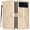Gold, variant on For Apple iPhone 16e / iPhone 17e 6.1" Flower Embossed Buckle Case, Card Slots/Pocket, PU Leather Flip Wallet Case With Short Wrist Strap,Gold,For iPhone 16e / 17e