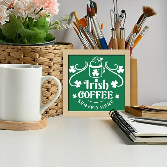 Danhjin St Patricks Day Decorations for Table Wood Green for Party Irish Festival Decoration