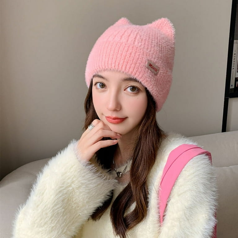 帽子 andwang Fluffy cat knit hat Fluffy cat knit hat