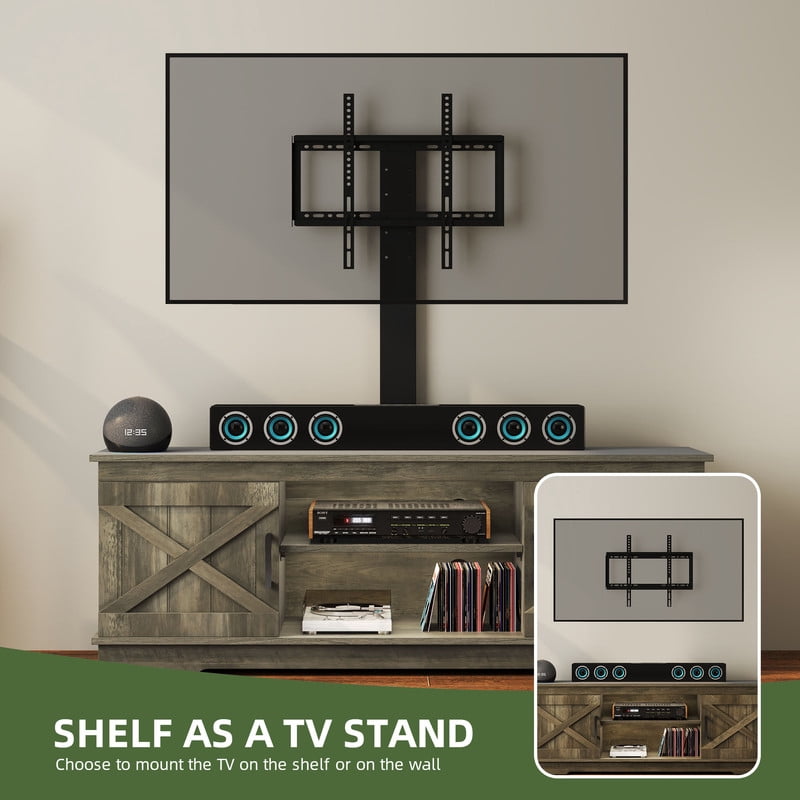 Uforic Farmhouse TV Stand with Mount for 60/65/70 inch TVs, Entertainment Center, Height Adjustable, Rustic Oak