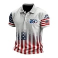 thumbnail image 2 of Conairie Men 250 Anniversary USA Polo Shirt American Falg Print Patriotic July 4th T Shirts With Button Stand Collar Loose Holiday Commemorative Tops Light Gray XL, 2 of 3