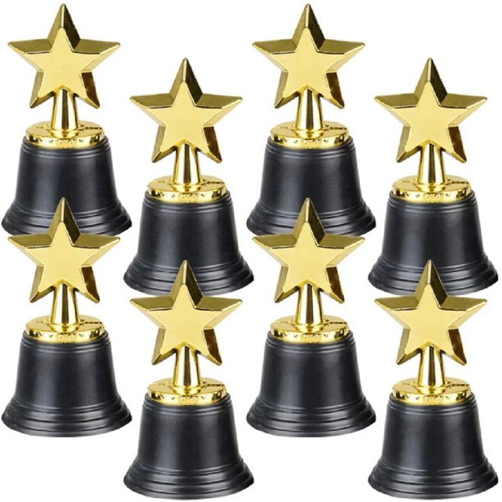 Pack of 18 4 Inch Plastic Gold Trophies for Sports Tournaments Parties Rewards Winning Prizes Abaokai Gold Award Trophies Competitions for Kids and Adults 