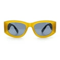 thumbnail image 4 of Womens Squared Rectangle Frost Matte Thick Temple Plastic Mod Sunglasses Yellow - Black, 4 of 8