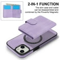 thumbnail image 2 of Decase for iPhone 13 Flip PU Leather Back Cover with 2-in-1 Detachable Magnetic Wallet with 5 Card Slots Compatible Mag-Safe and RFlD Blocking Kickstand and Wireless Charging,Purple, 2 of 6