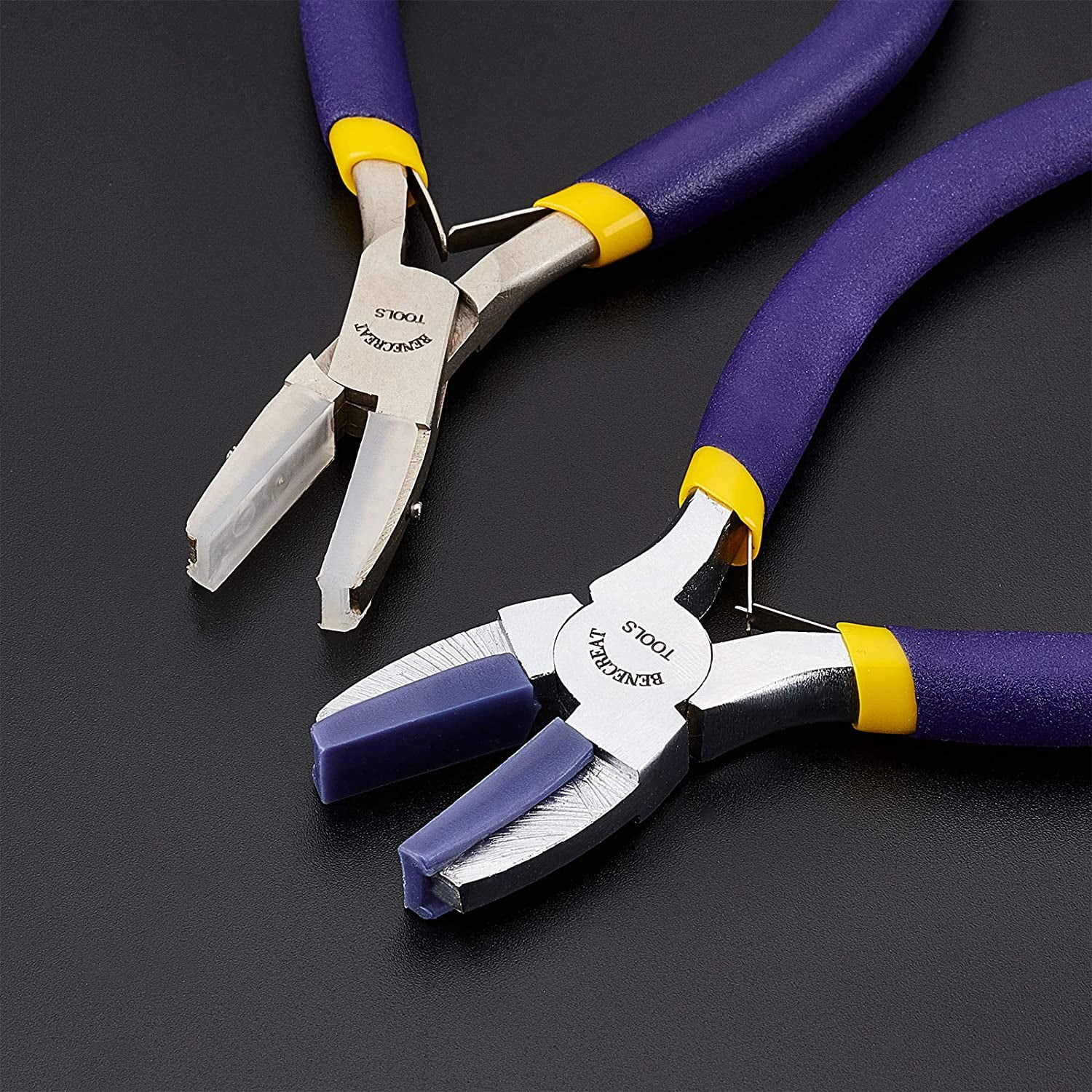 BENECREAT 2 Pieces Double Nylon Jaw Plier Set Wire Forming Pliers with Clear and Blue Jaws for DIY Beading Craft Making Project Double Nylon Jaw Pliers