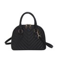 thumbnail image 1 of LHSHID Fashion Shell Shoulder Bag Striped Pu Leather Handbags Crossbody Bags For Women Small Tote Top Handle Bag, 1 of 6