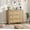 Natural 3 Drawers, variant on Rattan 6 Dresser for Bedroom, 47.2 in Wide Dresser, Boho Wide Drawer Dresser with Storage, Wooden Closet Dressers Chest of Drawers Freestanding for Bedroom, Nursery, Living Room, Natural