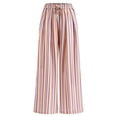 thumbnail image 6 of Mifsaly Womens Lounge Pants Colorful Striped Casual Palazzo Trousers High Waist Drawstring Elastic Waist Summer Beach Flowy Lounge Pants with Pockets Khaki,XXL, 6 of 6