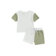 thumbnail image 2 of Musuos Baby Boys Simple Summer Outfits 0-3 Years Contrast Color Short Sleeves T-Shirt and Elastic Shorts Set Toddler Casual Clothes, 2 of 10