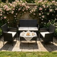 thumbnail image 2 of Ktaxon 4Pcs Rattan Wicker Conversation Set with Tempered Glass Table, Outdoor Patio Wicker Furniture Sofa Set for Garden, Poolside, Deck, Lawn, Black, 2 of 11