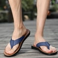 thumbnail image 2 of Mostsola Flip Flops for Men Leather Flats Arch Support Beach Shoes Soft Sole Slip on Shoes, 2 of 6
