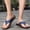 Blue, variant on Men's Leather Flat Flip Flops Lightweight Comfortable Open Toe Slip Soft Platform Slip On Thong Sandals For Summer Casual Walking Beach Slides