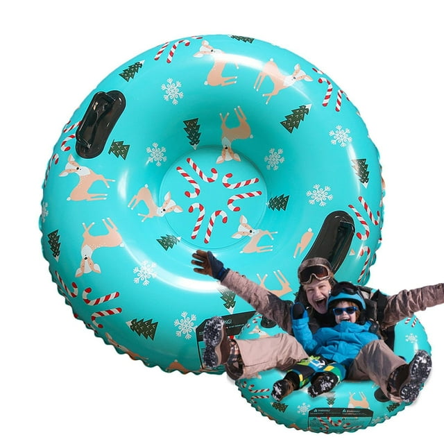 YISITIAN Bouée de Neige Gonflable 80 cm, Traîneau Rond Multicolore avec Poignées de Sécurité, Fond Épaissi pour Enfants et Ados, Traîneau d'Hiver AZ1014-6286