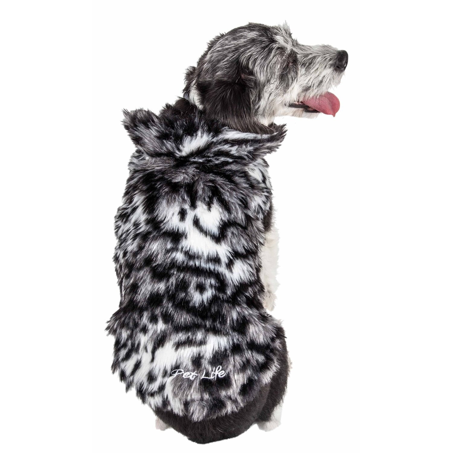 pet life  luxe 'paw dropping' designer gray-scale tiger pattern mink fur dog coat jacket