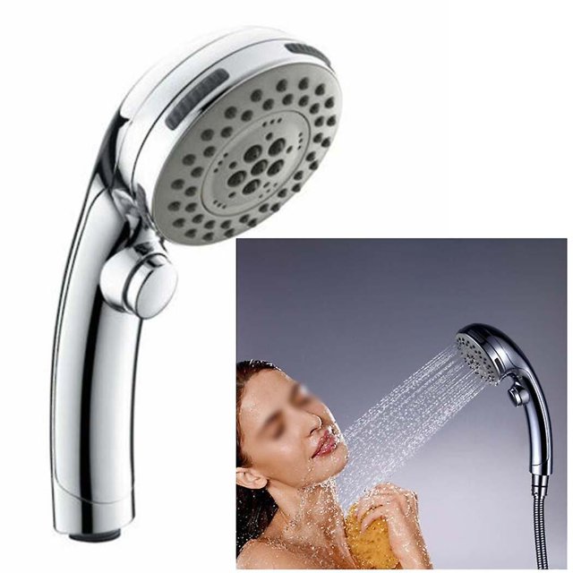 Cabezal de ducha de alta presión, 5 modos, cabezal de ducha de lluvia redondo cromado de plástico Abs ajustable, de mano con interruptor de encendido/apagado, ducha con pulverizador XianweiShao 8390612005947