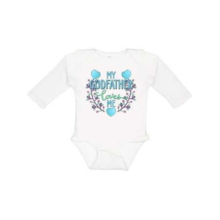 

Inktastic My Godfather Loves Me- Painted Flowers and Hearts Gift Baby Boy or Baby Girl Long Sleeve Bodysuit