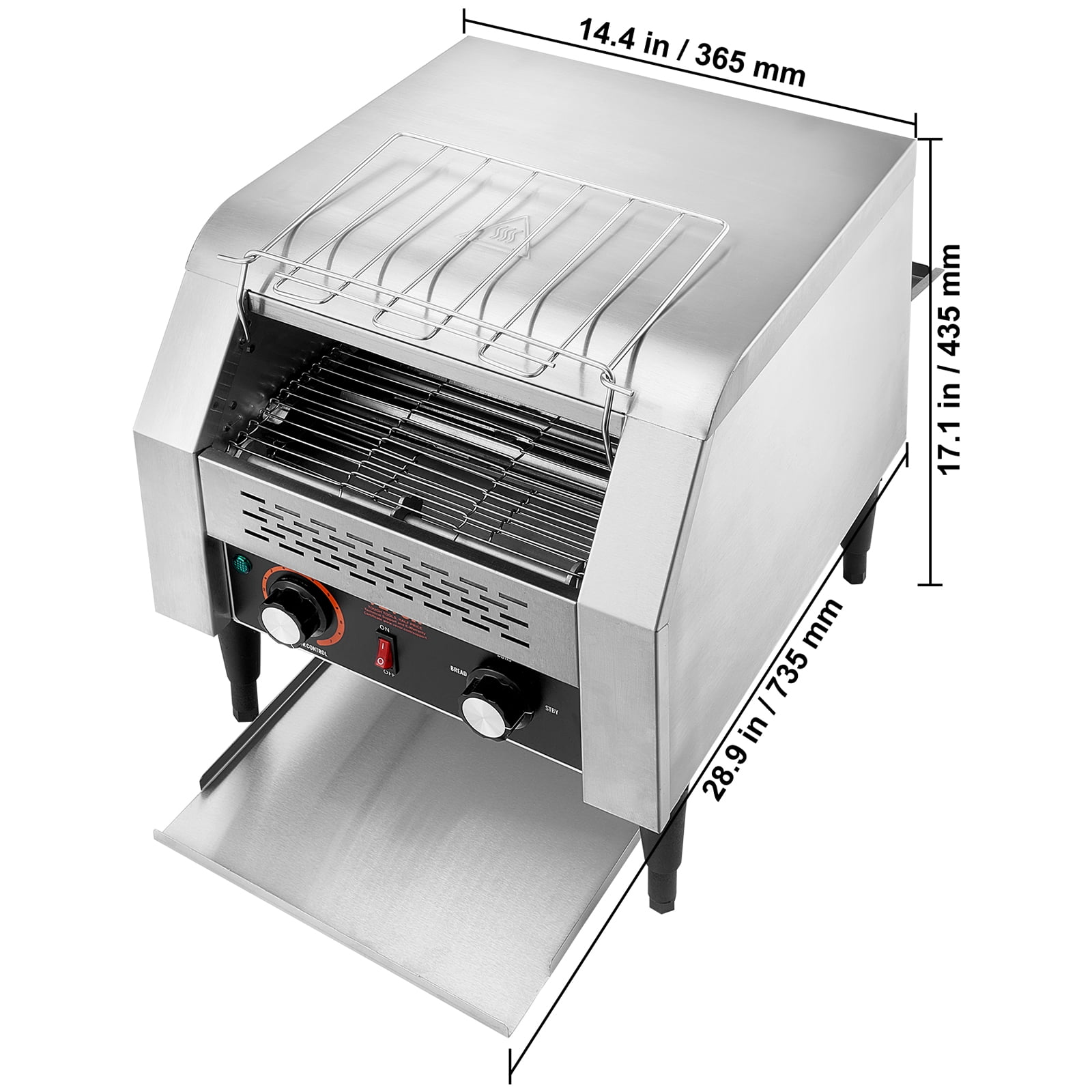 VEVOR Commercial Conveyor Toaster, 300 Slices/Hour Conveyor Belt Toaster, Heavy Duty Stainless Steel Commercial Toaster Oven, Electric Restaurant Commercial Toaster for Toast Bun, Bagel, Bread