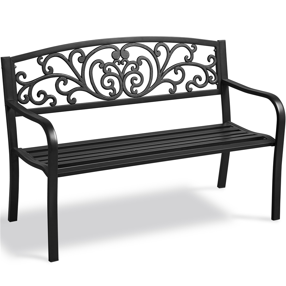 Topeakmart Outdoor Durable Cast Iron Bench - Black - image 1 of 12