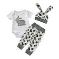 thumbnail image 1 of Newborn Baby Kids My 1st Easter Outfits Set Bunny Romper Tops Pants Cloths, 1 of 5