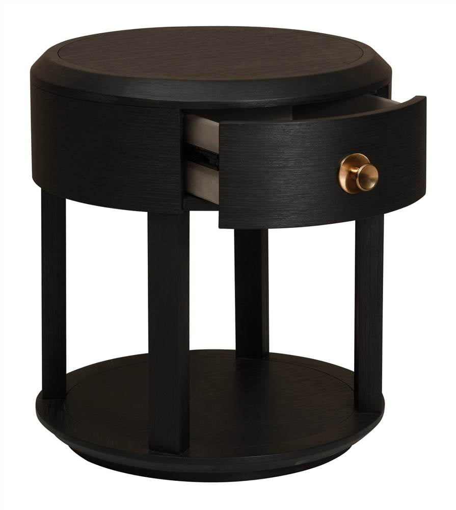 Modern Minimalist 1 Drawer Nightstand in Tuxedo Black