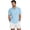 Blue Leopard Cheetah, variant on Sea Wave Frog Floral Print Men's Relaxed Fit Linen Shirt, Cuban Collar Short Sleeve Breathable Casual Summer Vacation Shirt, XX-Large