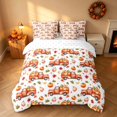 thumbnail image 3 of Homewish HFarm Truck Pumpkin Twin Bedding, Autumn Maple Leaf Bedding Comforter Set, White Orange, Reversible 7pcs, 3 of 7